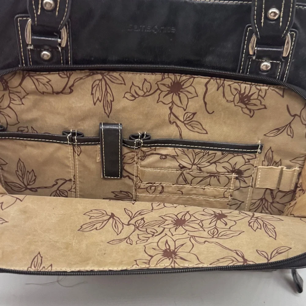 Samsonite Black Leather Women's Computer Travel Bag TOT9392E